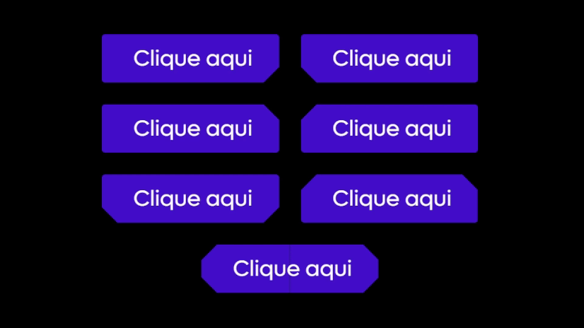 Botões com cantos retos (sem clip-path)